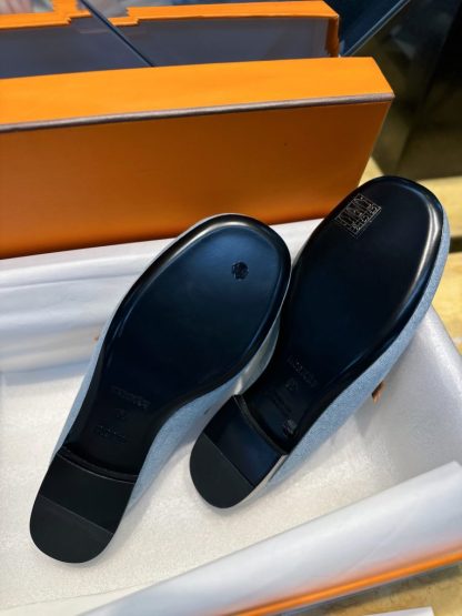  Hermes Women's IENA Mule Denim With Calfskin #3340 - Image 11