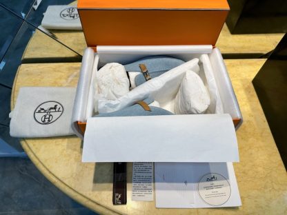  Hermes Women's IENA Mule Denim With Calfskin #3340 - Image 15