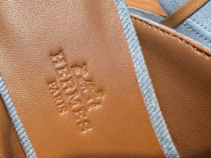  Hermes Women's IENA Mule Denim With Calfskin #3340 - Image 3