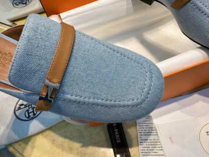  Hermes Women's IENA Mule Denim With Calfskin #3340 - Image 5