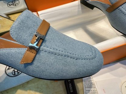  Hermes Women's IENA Mule Denim With Calfskin #3340 - Image 7