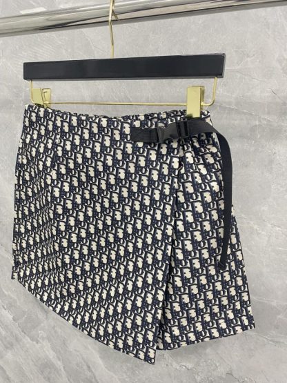  Dior Women Skirt Skort Blue and Ecru Technical Taffeta Jacquard with Dior Oblique Motif #3299 - Image 3