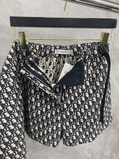  Dior Women Skirt Skort Blue and Ecru Technical Taffeta Jacquard with Dior Oblique Motif #3299 - Image 4