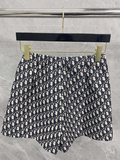  Dior Women Skirt Skort Blue and Ecru Technical Taffeta Jacquard with Dior Oblique Motif #3299 - Image 6