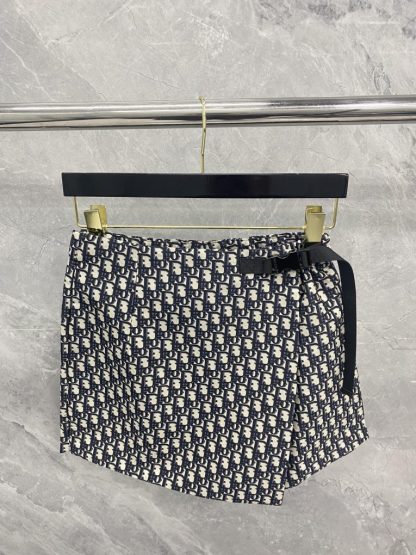  Dior Women Skirt Skort Blue and Ecru Technical Taffeta Jacquard with Dior Oblique Motif #3299 - Image 8