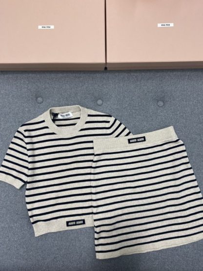  Miu Miu Cotton crew-neck sweater with Skirt set 2024 #3317 - Image 2