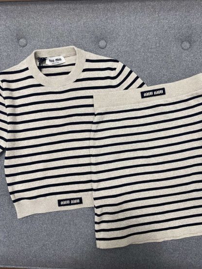 Miu Miu Cotton crew-neck sweater with Skirt set 2024 #3317 - Image 4