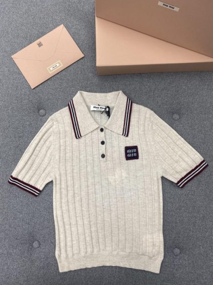 Replica Miu Miu Cotton knit sweater polo shirt Women 2024 #3312