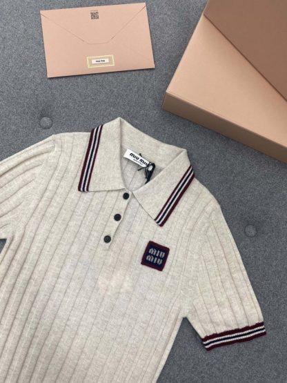  Miu Miu Cotton knit sweater polo shirt Women 2024 #3312 - Image 12