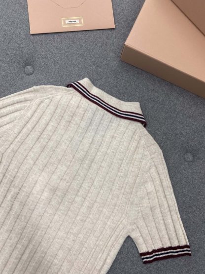  Miu Miu Cotton knit sweater polo shirt Women 2024 #3312 - Image 14
