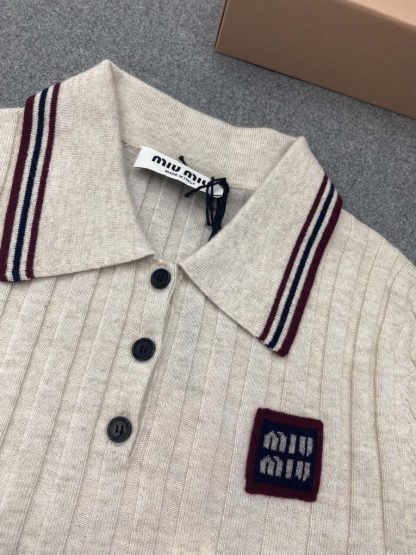  Miu Miu Cotton knit sweater polo shirt Women 2024 #3312 - Image 15