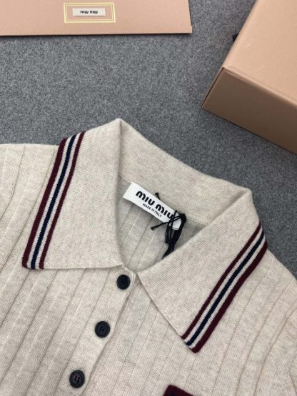  Miu Miu Cotton knit sweater polo shirt Women 2024 #3312 - Image 3