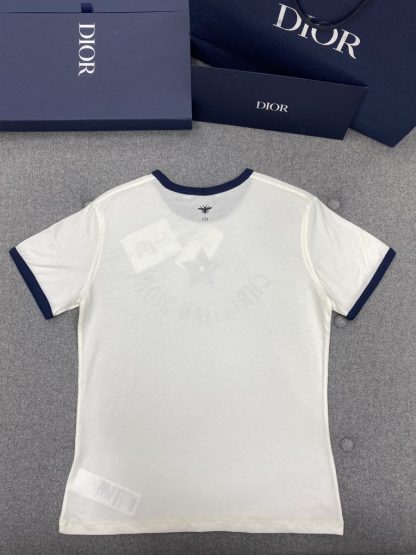  Dior Dioriviera T-Shirt for Women Ecru and Navy Blue Cotton Jersey #3296 - Image 13