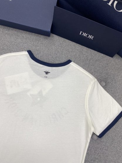  Dior Dioriviera T-Shirt for Women Ecru and Navy Blue Cotton Jersey #3296 - Image 11