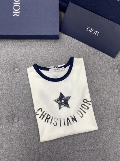  Dior Dioriviera T-Shirt for Women Ecru and Navy Blue Cotton Jersey #3296 - Image 17
