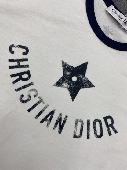  Dior Dioriviera T-Shirt for Women Ecru and Navy Blue Cotton Jersey #3296 - Image 7