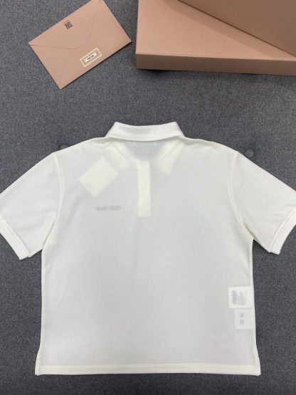  Miu Miu Cotton piqué polo shirt white Women 2024 #3314 - Image 4