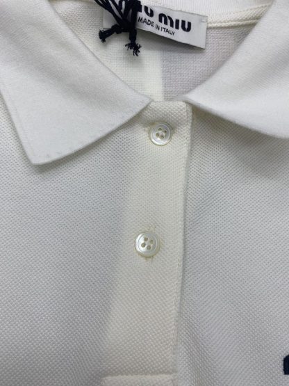  Miu Miu Cotton piqué polo shirt white Women 2024 #3314 - Image 13