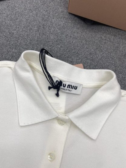  Miu Miu Cotton piqué polo shirt white Women 2024 #3314 - Image 11