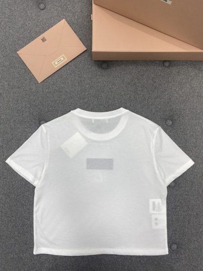  Miu Miu Cotton sequin T-shirt Women white 2024 #3311 - Image 12