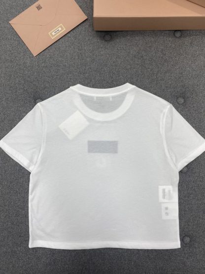  Miu Miu Cotton sequin T-shirt Women white 2024 #3311 - Image 14