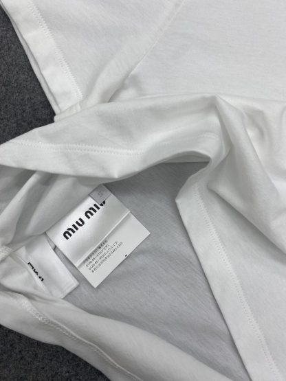  Miu Miu Cotton sequin T-shirt Women white 2024 #3311 - Image 11