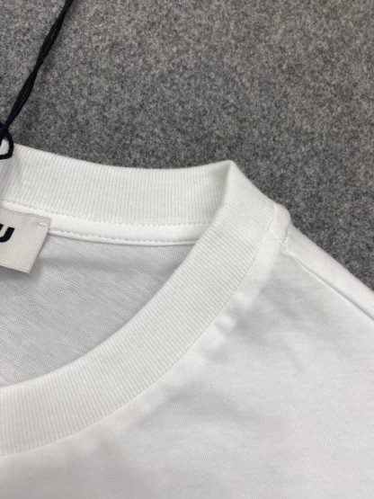  Miu Miu Cotton sequin T-shirt Women white 2024 #3311 - Image 10