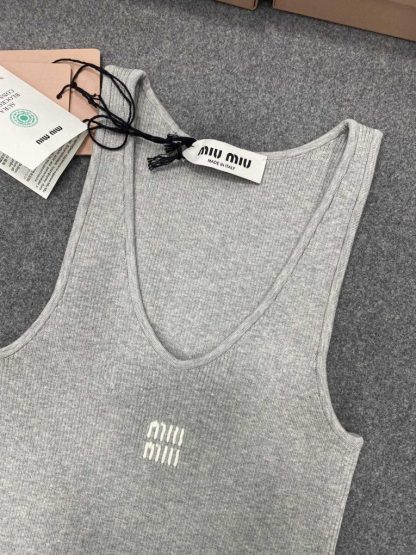  Miu Miu Cotton knit tank top Marble Gray Women 2024 #3315 - Image 12