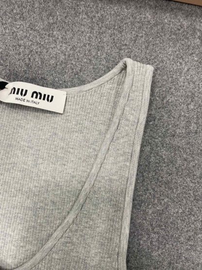  Miu Miu Cotton knit tank top Marble Gray Women 2024 #3315 - Image 5