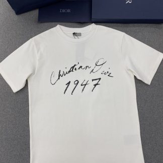 Replica Handwritten Christian Dior Relaxed-Fit T-Shirt White Cotton Jersey Men #3298