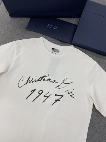  Handwritten Christian Dior Relaxed-Fit T-Shirt White Cotton Jersey Men #3298 - Image 5