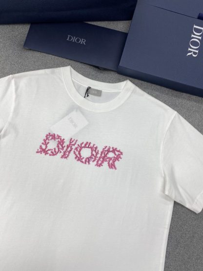  Dior Italic Coral Relaxed-Fit T-Shirt White Slub Cotton Jersey Men #3297 - Image 15
