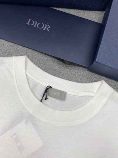  Dior Italic Coral Relaxed-Fit T-Shirt White Slub Cotton Jersey Men #3297 - Image 5