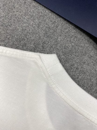  Dior Italic Coral Relaxed-Fit T-Shirt White Slub Cotton Jersey Men #3297 - Image 6