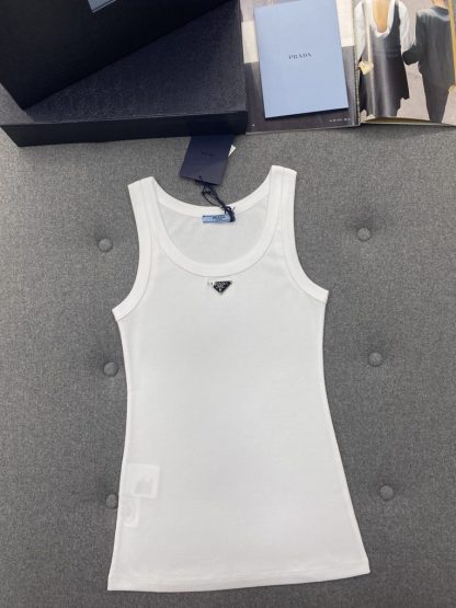  Prada Ribbed knit jersey tank top Women 2024 #3306 - Image 12