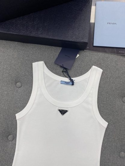  Prada Ribbed knit jersey tank top Women 2024 #3306 - Image 14