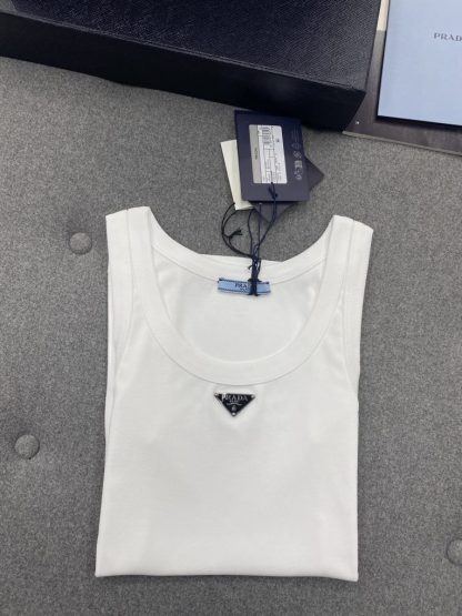  Prada Ribbed knit jersey tank top Women 2024 #3306 - Image 11