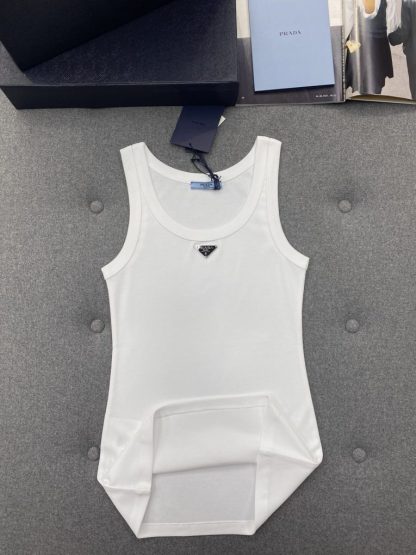  Prada Ribbed knit jersey tank top Women 2024 #3306 - Image 16