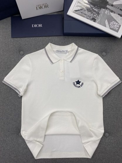  Dior Dioriviera Polo Shirt Women's White Cotton-Blend Jersey #3295 - Image 20