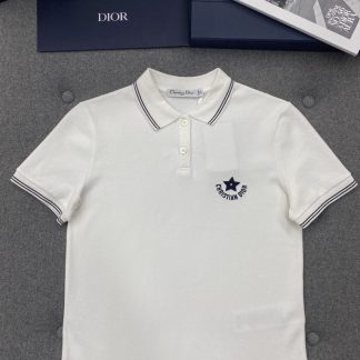 Replica Dior Dioriviera Polo Shirt Women's White Cotton-Blend Jersey #3295