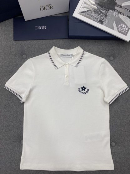 Replica Dior Dioriviera Polo Shirt Women's White Cotton-Blend Jersey #3295