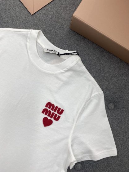  Miu Miu Cotton jersey T-shirt Women white 2024 #3309 - Image 14