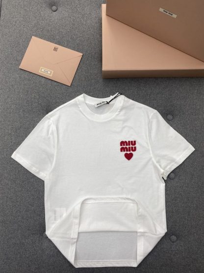  Miu Miu Cotton jersey T-shirt Women white 2024 #3309 - Image 15