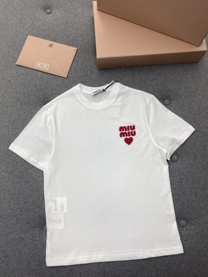 Miu Miu Cotton jersey T-shirt Women white 2024 #3309 - Image 16