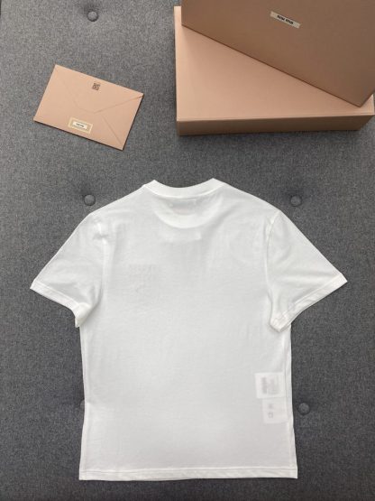  Miu Miu Cotton jersey T-shirt Women white 2024 #3309 - Image 17
