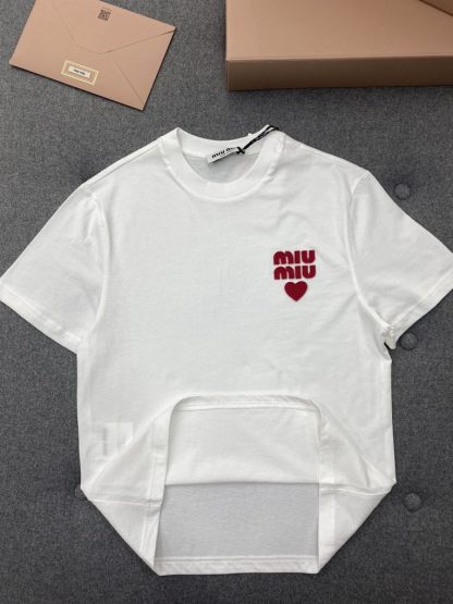  Miu Miu Cotton jersey T-shirt Women white 2024 #3309 - Image 18