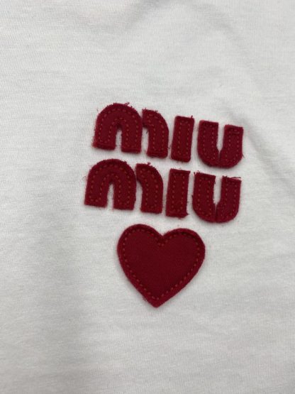  Miu Miu Cotton jersey T-shirt Women white 2024 #3309 - Image 5