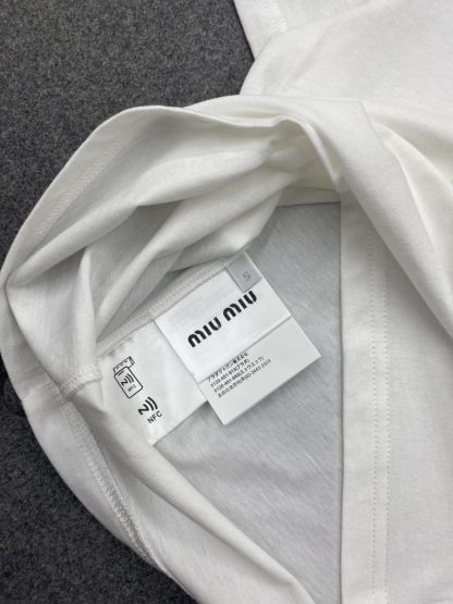  Miu Miu Cotton jersey T-shirt Women white 2024 #3309 - Image 3