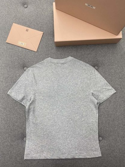  Miu Miu Cotton jersey T-shirt Women t shirt 2024 #3307 - Image 11