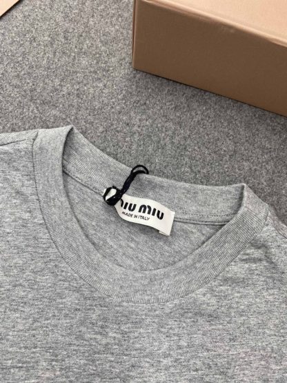  Miu Miu Cotton jersey T-shirt Women t shirt 2024 #3307 - Image 9